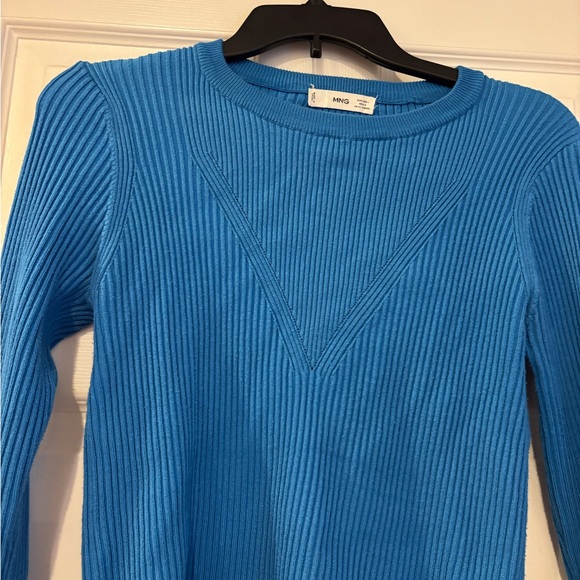 Mango Vibrant Blue Ribbed Long Sleeve Top - Picture 2 of 5